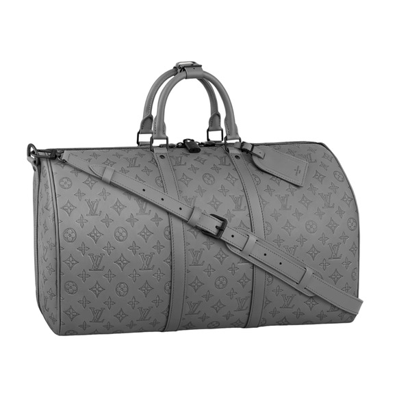 Louis Vuitton Keepall Bandouliere 50 Monogram Shadow Gray LV Weekend Travel Bag - Picture 1 of 12